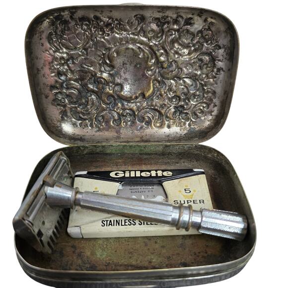 Antique Sterling Silver Gillette Shaving Kit – Vintage Collectible Grooming Set - Picture 2 of 7